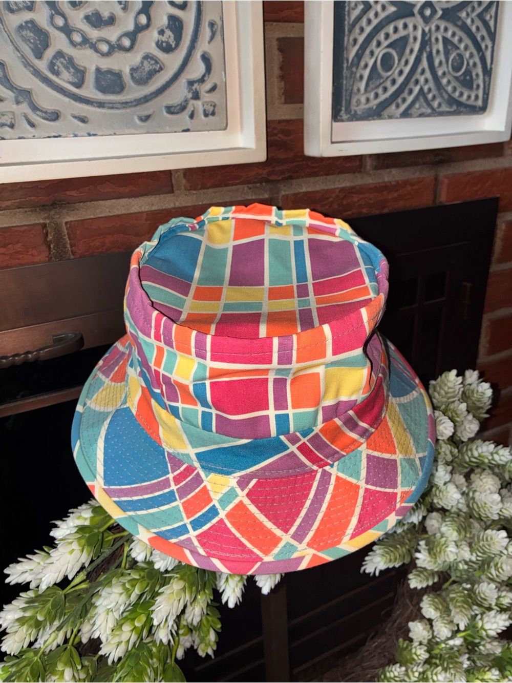 Vintage Multicolor Plaid Bucket Hat